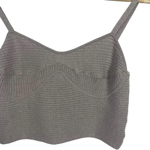 Aqua Ribbed Knit Sweetheart Bustier Crop Top in Mocha Size L - Picture 8 of 10
